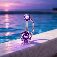 Piercing de nombril en zircon 5A au design unique, en acier inoxydable 316L, serti à quatre griffes, bijou de mode pour piercing corporel