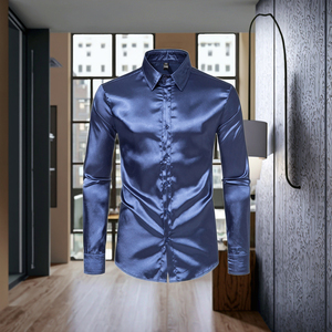 Chemises décontractées brillantes anti-plis à manches longues pour hommes, couleur unie, 100 % coton, printemps, grandes tailles, coupe ample, boutonnage simple, <span class=keywords><strong>6XL</strong></span> - Product Image 6