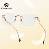 Monture optique sans monture pour femme RUISEN, design œil de chat, tendance, verres PC, anti-lumière bleue, logo personnalisé, mode