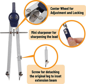 Bview nghệ thuật vẽ kim loại la bàn chính xác hình học thiết lập với shatterproof hộp lưu trữ - Product Image 5