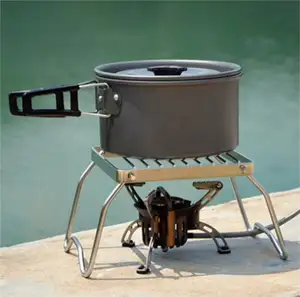 Portátil ao ar livre Mini Folding Stainless Stove Rack Camping Cooking Holder Pequeno Mini BBQ Grill Capa Pan Rack Grill Net