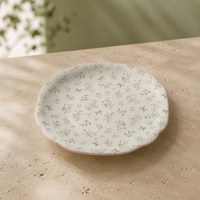 Assiette octogonale en céramique motif branche d'olivier, idéale pour les salades, parfaite pour les fêtes de jardin et les dîners à la maison