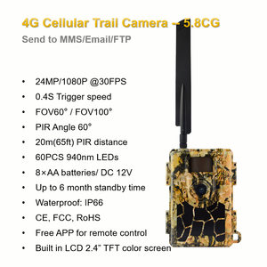 Cámara de Caza Solar 4G con Visión Nocturna, Trampa para Animales, 24MP 1080P, para Seguridad <span class=keywords><strong>en</strong></span> Granjas - Product Image 2