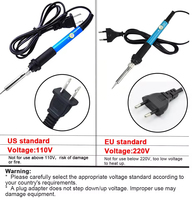 Stasiun Solder Listrik 60W dengan Temperatur Dapat Diatur, Alat Las, Pena Panas, Ujung Solder untuk Perbaikan DIY, Tegangan EU US