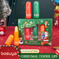Coffret de baumes à lèvres hydratants saveur fraise, lot de 3, en plastique, étanche, idéal pour Noël, faible MOQ, vente en gros