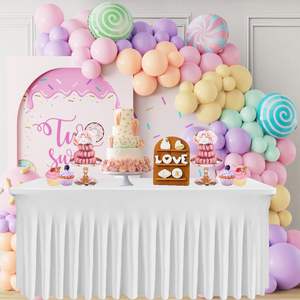 6ft Rectangle Custom <b>White</b> Stretch <b>Table</b> <b>Cloths</b> for Events Outdoor Wedding Spandex Party Ruffled <b>Table</b> Skirt - Product Image 4