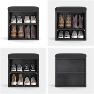 Small Modern MDF Shoe <strong>Bench</strong> <strong>with</strong> Cushion <strong>Storage</strong> <strong>Seating</strong> for Living Room-Eco-Friendly Waterproof - Product Image 4