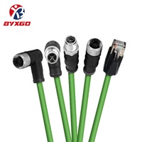 Cable RJ45 M12 de 8 pines con ángulo recto y código X, ensamblaje Cat6A 10G, cable Ethernet industrial para visión artificial y cadena portacables TSN