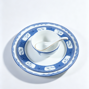 Service de table en céramique bleu et blanc, design chinois traditionnel haut de gamme, résistant à la chaleur, cadeau de mariage, cadeau de pendaison de crémaillère - Product Image 2