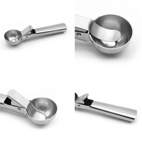 Cuillère à glace en métal de style basique personnalisé, cuillère à fruits, ustensile de cuisine domestique, cuillère à glace en acier inoxydable avec déclencheur