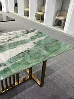 Table de réunion rectangulaire en quartzite vert Patagonie, en pierre naturelle de fuchsite, fournie directement par l'usine