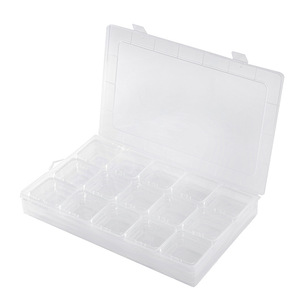 Clear Solid Color <b>Plastic</b> Storage <b>Box</b> 28cm with 15 Compartments for Jewelry Craft Organizing Flip Top Lid Transparent Container - Product Image 1