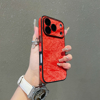 Coque de protection intégrale antichute en cuir motif montagne enneigée pour iPhone 17 avec film de protection d'objectif – Plusieurs couleurs disponibles