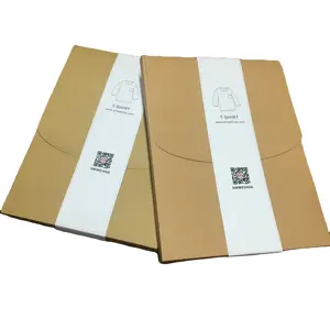 Personnaliser 1000 pièces T-shirt Boîtes D'emballage Boîte de Papier Kraft Brun Avec Étiquette Boîtes Pliantes Pour L'emballage Des Vêtements