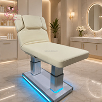 Lit de beauté hydraulique électrique certifié CE, base en acier inoxydable, portable, pour spa, soins du visage, massage