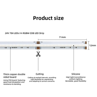 Bande LED RGBW de haute qualité, 12 mm de large, 784 LED/m, 24 V, pour la décoration intelligente du salon, IP20