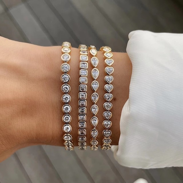LOZRUNVE 925 Sterling Silver Luxury Fashion Various Shaped Cut Cubic Zircon Tennis Bracelet Jewelry Women