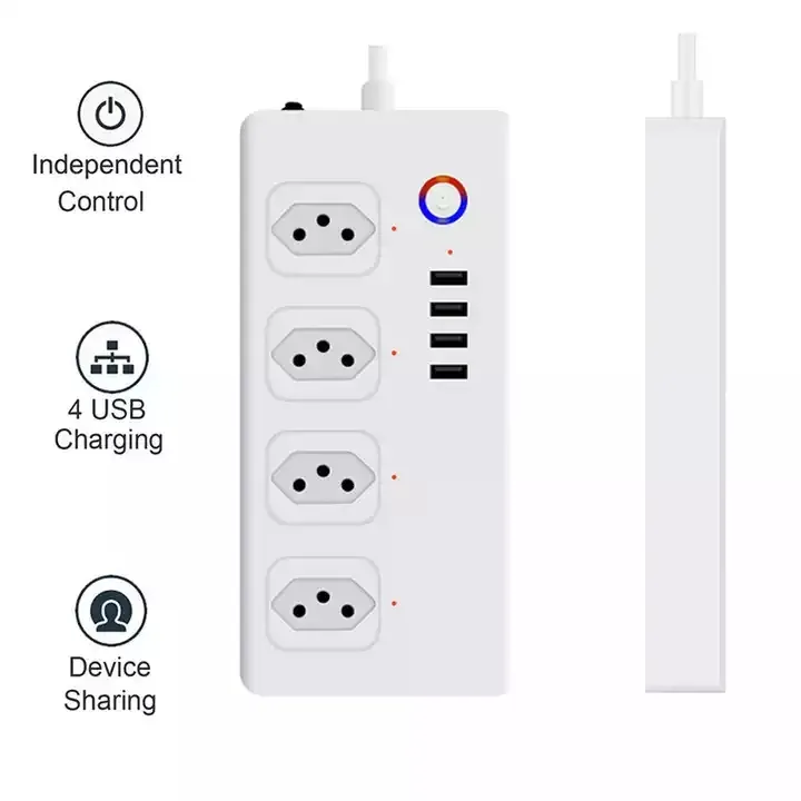 ABUK-toma de corriente con 4 puertos USB para el hogar, toma de corriente estándar brasileño con WIFI, compatible con Smart home