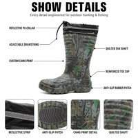 Bottes de chasse camouflage réfléchissantes à cordon de serrage, hauteur genou, en EVA, antidérapantes, imperméables, pour l'extérieur