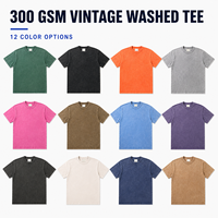 T-shirt unisexe personnalisé en coton lavé vintage, 300 g/m², respirant, à manches courtes, couleur unie, confortable, grande taille, doux, pour homme