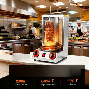 Machine à shawarma pour usage commercial et domestique, rôtissoire à gaz à double brûleur, 360° °   Rotation automatique, bac à miettes amovible - Product Image 1