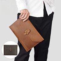 M30 Personnalisable Logo Vintage Sleeve Simple Style Portable Notebook Etui de Protection Crazy Horse en Cuir Véritable Ordinateur Portable