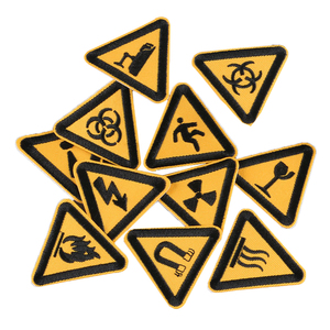 Traffic Safety Caution Signs Embroidery Twill Iron-on Warning Symbol <strong>Patch</strong> - Product Image 1
