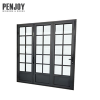 Porte pliante en aluminium Penjoy, moderne, extérieure, étanche, à isolation acoustique horizontale, avec verre multi-panneaux pour cuisine