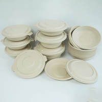 Bol rond en bagasse de canne à sucre sans PFAS de 32 oz, 100 % compostable, jetable, compatible micro-ondes, pour salade et soupe, logo personnalisé, vente en gros