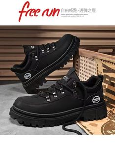 Zapatos de hombre con suela gruesa, estilo temperamental, con cordones, transpirables, de verano, nuevo diseño, formales para exteriores, negros, casuales de oficina, estilo walking. - Product Image 2