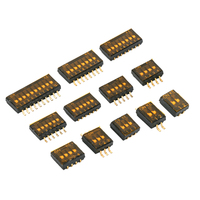 Interrupteur à bascule encastré HDJ-10-TR 1,27 mm à contact doré SMD J Lead 10 positions SPST 25 mA/24 VDC