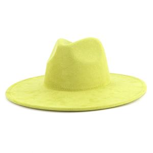 Nouveau Chapeau Fedora en Daim Couleur Unie à Large Bord en Forme de Cœur, Chapeau de Cowboy en Laine à Bord de 10 cm, Style Caractère pour Tenue Décontractée - Product Image 4