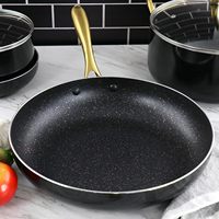Wajan Masak Anti Lengket Homemory Desain Baru Grosir Marmer 20cm, Wajan Penggorengan Aluminium dengan Gagang Stainless Steel
