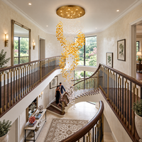 Lustre en spirale longue en verre et métal pour projet hôtelier, lampe suspendue pour escalier à haut plafond, décoration décorative pour hôtels et villas