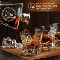 Ensemble de carafe à liqueur en cristal transparent avec logo personnalisé, vin, whisky, avec 2 verres à whisky et 8 pierres dans une boîte en bois