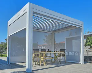Outdoor pavilion Insulated louvered shed electric pavilion custom white gey Hotel courtyard shed Leisure sunshade pavilion