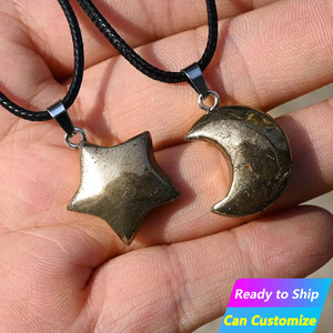 Collar <span class=keywords><strong>de</strong></span> <span class=keywords><strong>Pentagrama</strong></span> con colgante <span class=keywords><strong>de</strong></span> luna <span class=keywords><strong>de</strong></span> pirita <span class=keywords><strong>de</strong></span> cristal Natural <span class=keywords><strong>de</strong></span> estilo Vintage con piedra dorada para Tontos, accesorios <span class=keywords><strong>de</strong></span> moda, Material <span class=keywords><strong>de</strong></span> aleación - Product Image 1