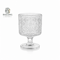Gobelet en verre transparent de style européen, fabriqué directement à Xuzhou |   Verre à vin rouge esthétique à pied côtelé |   Écologique
