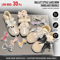 Breloques pour chaussures, nœuds en dentelle de ballet, perles, rubans à carreaux gingham, clips pour chaussures, accessoires de décoration DIY pour baskets et sabots