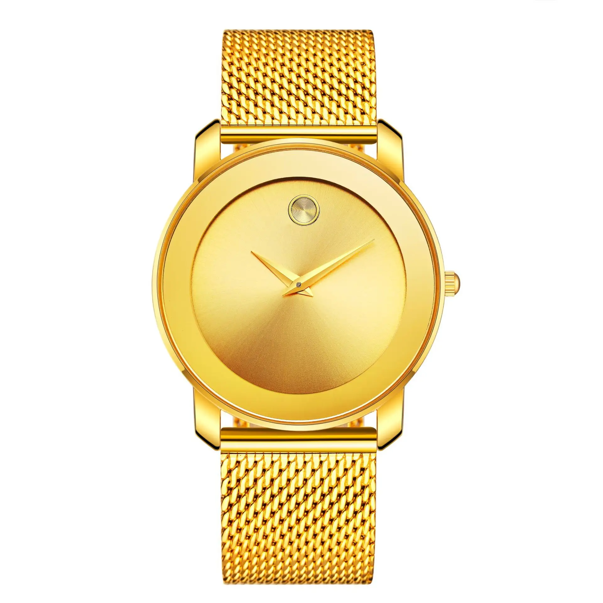 Luxury Brand Mens Silver Gold Mesh Strap Watches Casual Minimalist Watches