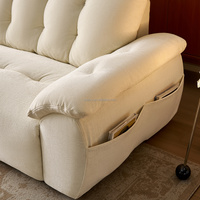 Canapé 3 places en tissu chenille Quanu 111236, ligne droite, couleur crème, emballage KD, housse amovible et lavable, canapé pour salon
