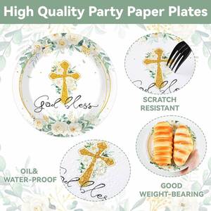 Factory Direct OEM 9 Inch Disposable Modern Religious Cross Paper <b>Plates</b> for Baptism Party Decorations Modern Style - Product Image 5