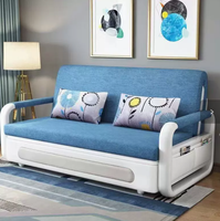 Canapé-lit de luxe moderne pour salon, pliable et extensible, avec structure métallique, revêtement en tissu, mousse haute densité et rangement, idéal pour appartement