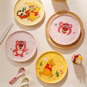 Juegos de vajilla portátil Winniee de dibujos animados para niños, vajilla doble para personas y plato de cerámica, caja de regalo, <span class=keywords><strong>tema</strong></span> de fresa - Product Image 4