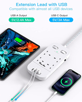 Kabel ekstensi 4 cara Surge dilindungi Lead dengan slot USB Multi Plug kabel ekstensi Power Strip dengan sakelar ganda