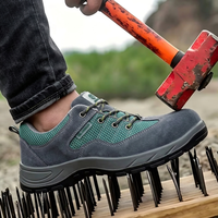 Botas de Trabajo Unisex de Cuero de Gamuza Transpirable, Corte Bajo, con Puntera de Acero Ancha, Estándar Europeo, Antipinchazos en la Entresuela, Protectoras