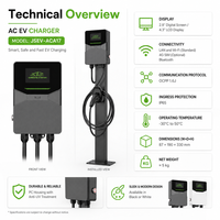 Cargador de Vehículos Eléctricos de CA Tipo 2 de 7kW, 11kW y 22kW, IP55, para Estaciones de Carga Comerciales