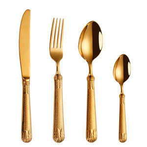 Couteau fourchette cuillère couverts en acier inoxydable 18/10 à manche épais ensemble de couverts en or pour mariage vente en gros - Product Image 6