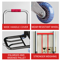 Chariot à main pour escaliers avec rotation à 360° °   Chariot pliable en alliage d'aluminium avec roues pivotantes et frein, pour déplacer des boîtes lourdes à l'étage