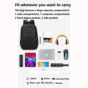 Mochila Escolar Unisex Personalizable de Poliéster Inteligente con Puerto USB, Patrón de Letras y Logotipo Personalizado para Laptop - Product Image 6